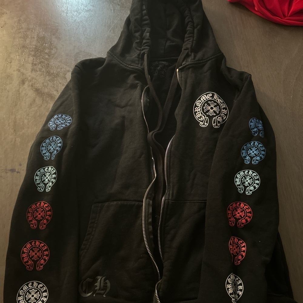 Chrome Hearts Black Hoodie with Silver Logo